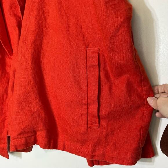 Eileen Fisher Geranium Heavy Organic Linen Breasted Jacket Size Large EUC - Picture 7 of 8
